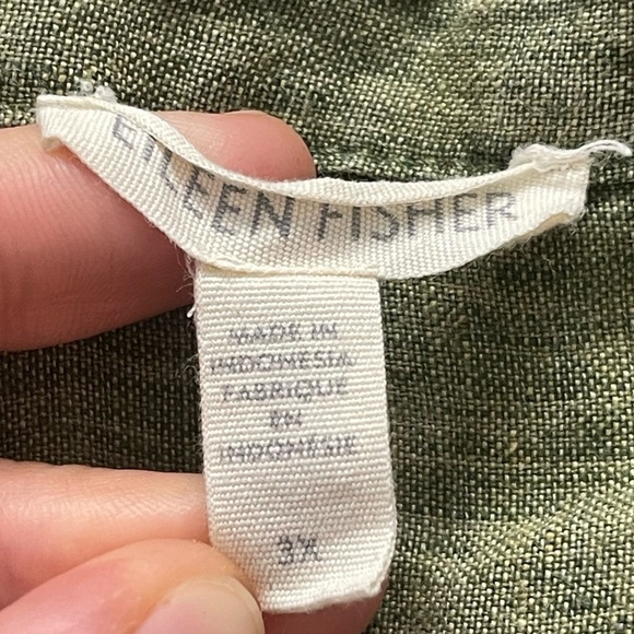 Eileen Fisher Washed Organic Linen Delave Button Down Boxy Blouse Shirt Plus 3X - Picture 9 of 10